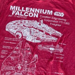 Millennium Falcon Blueprint Star Wars Graphic T-Shirts Size M